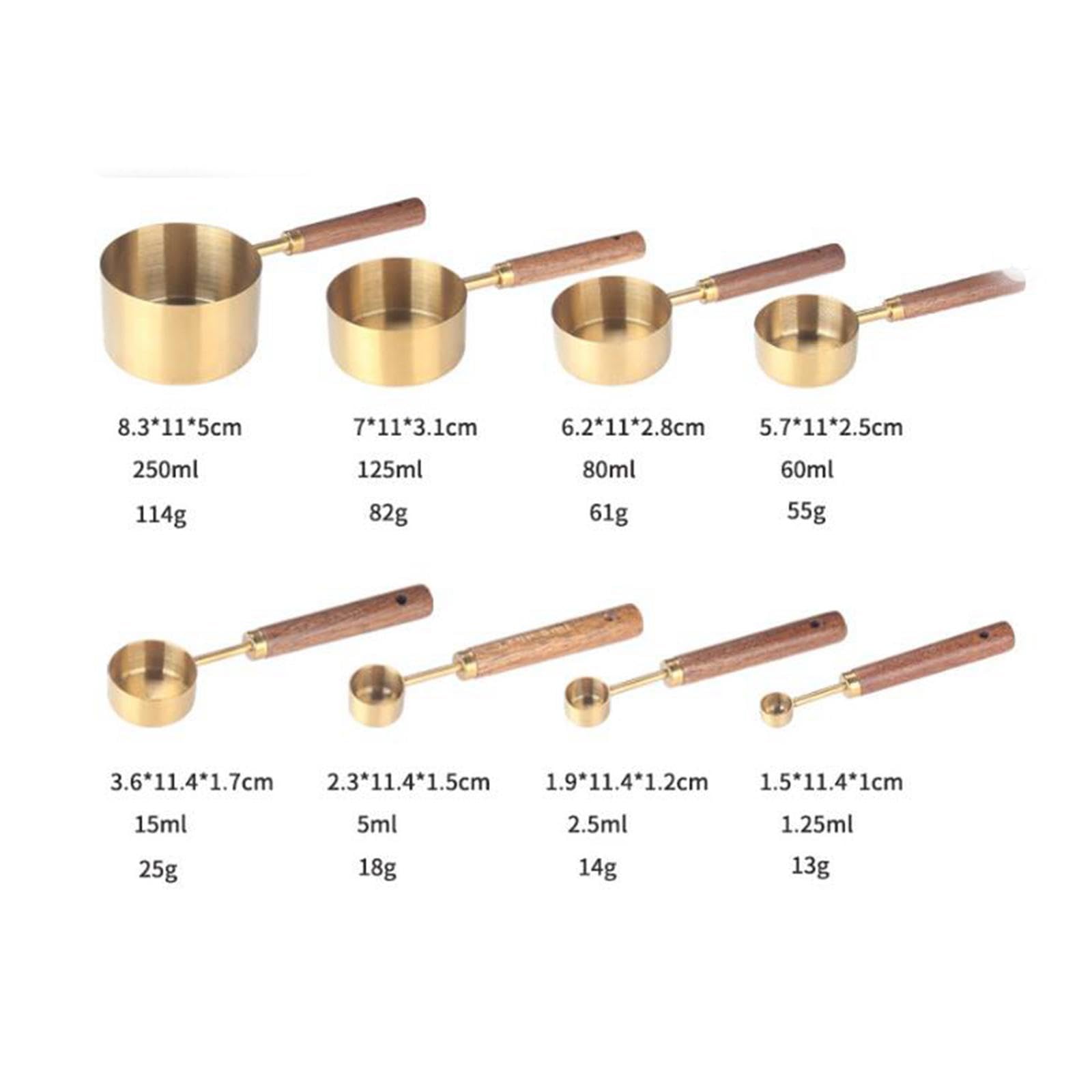 Juego de 8 Tazas Medidoras, Cucharas Y Utensilios de Medición de Acero Inoxidable para Agua, Leche Y Sopa.