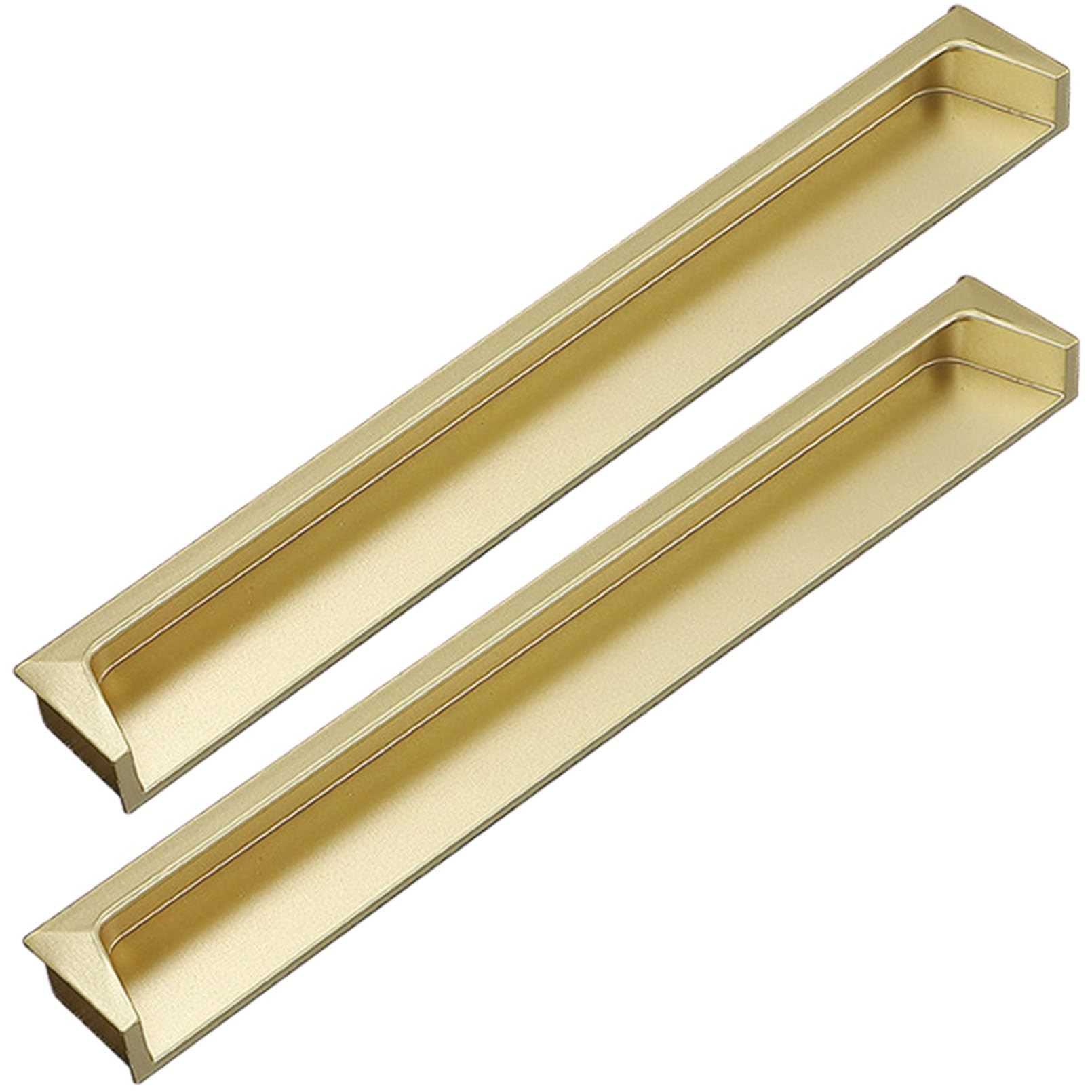 Xiaodanhua Gold Furniture Handles 2 Pcs Kitchen Door Pulls Invisibility Bathroom Cabinet Handles With Screws Zinc Alloy Drawer Pull Handles (Hole Distance 96Mm)