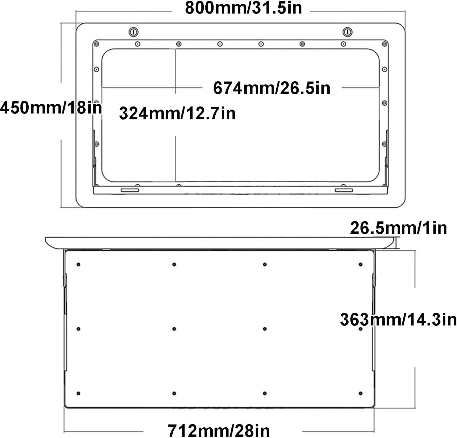 Wandklapptisch für Wohnmobile und Camper Zubehör, Klapptisch Wandmontage Aluminium Weiß 80x45cm, Wohnwagen Tisch mit 25KG Tragfähigkeit für Picknick im Freien