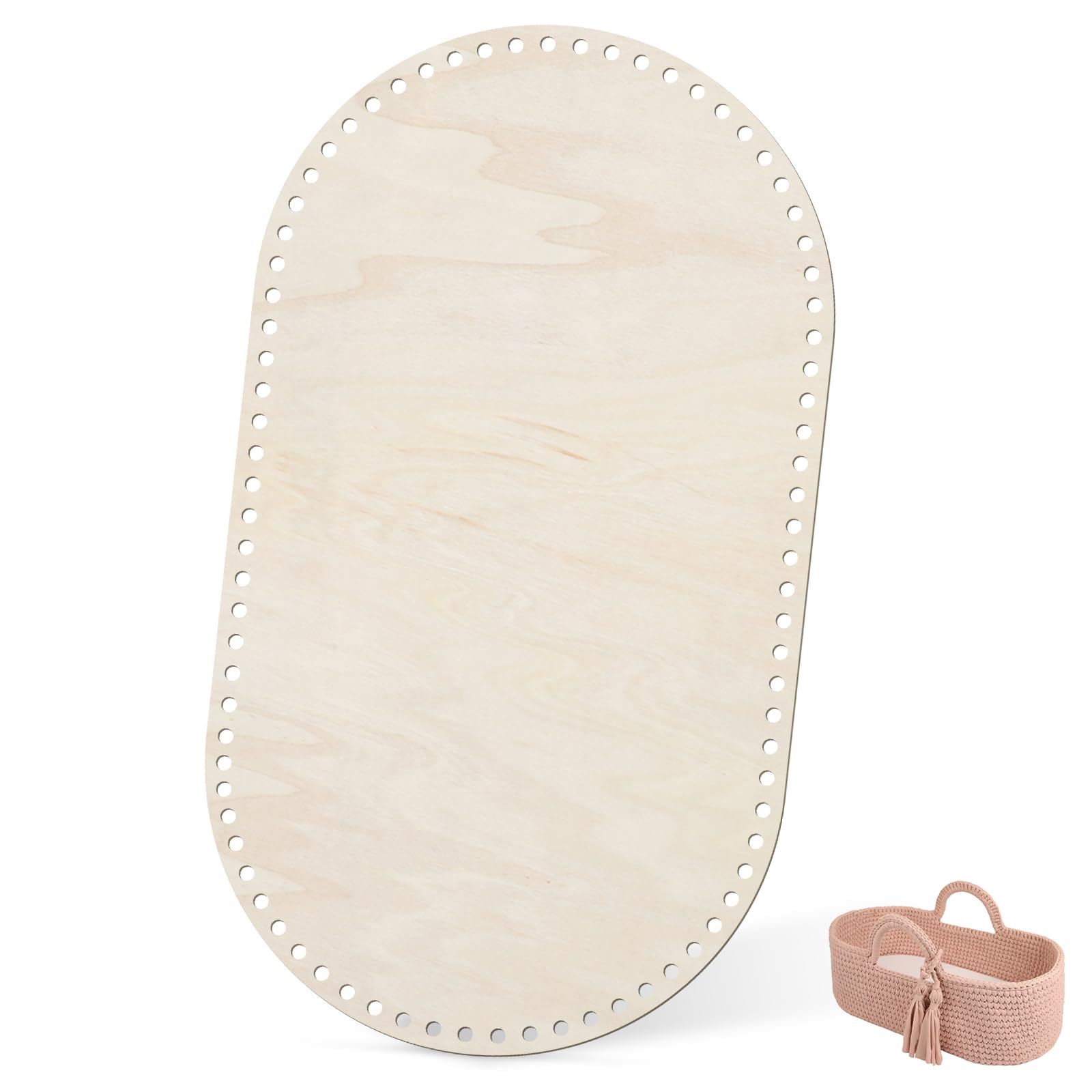 Pavimento in vimini per uncinetto, pavimento in legno per cestino all'uncinetto, vimini in legno naturale, decorazione per la casa, fai da te (80 x 45 cm, 12 mm)