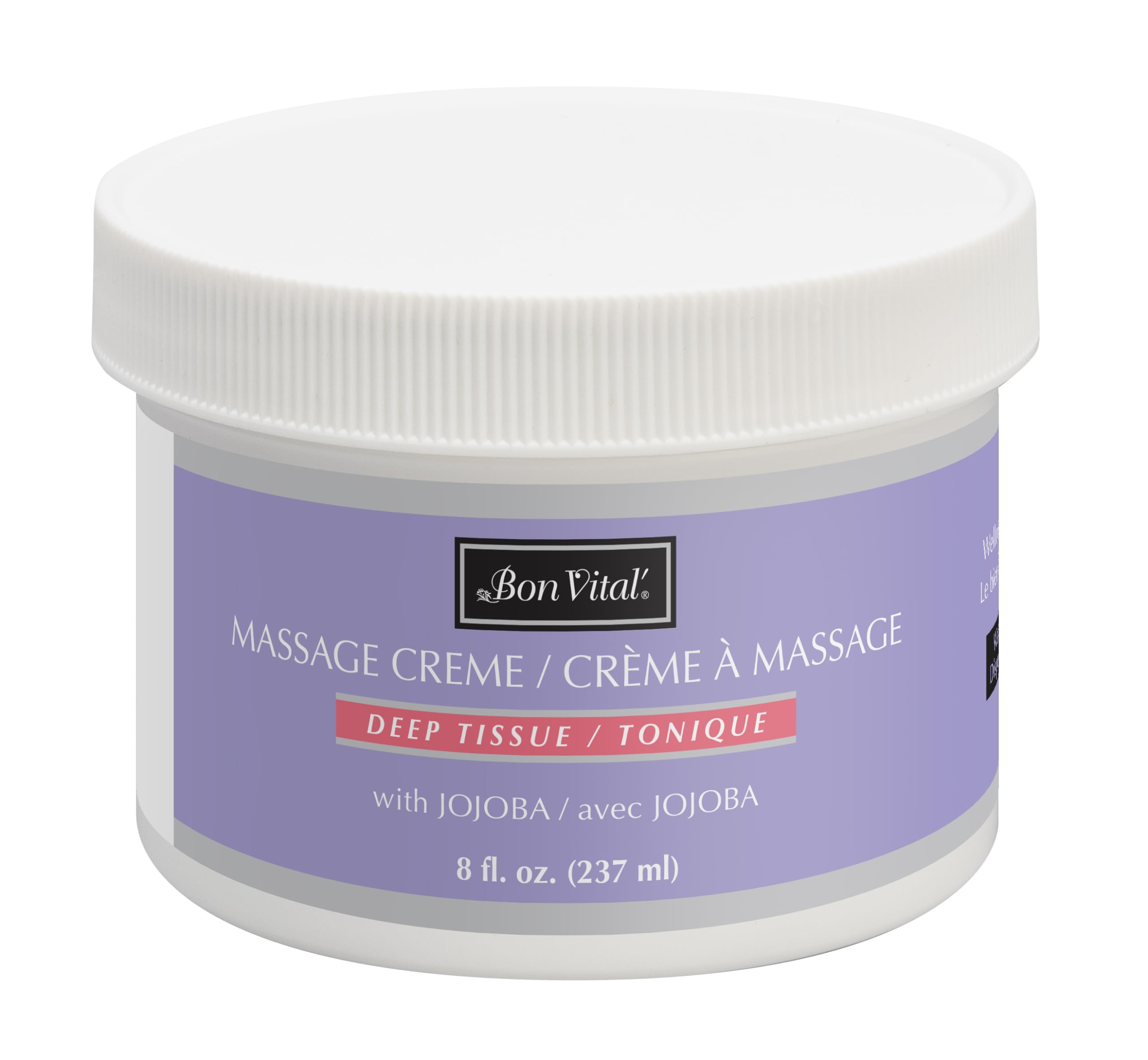 Bon Vital' Deep Tissue Massage Creme, 8 Oz Jar, Lightweight Non-Greasy Formula for All Skin Types, Ideal for Deep Muscle Manipulation, Hydrating Massage Lotion for Spa and Home Use