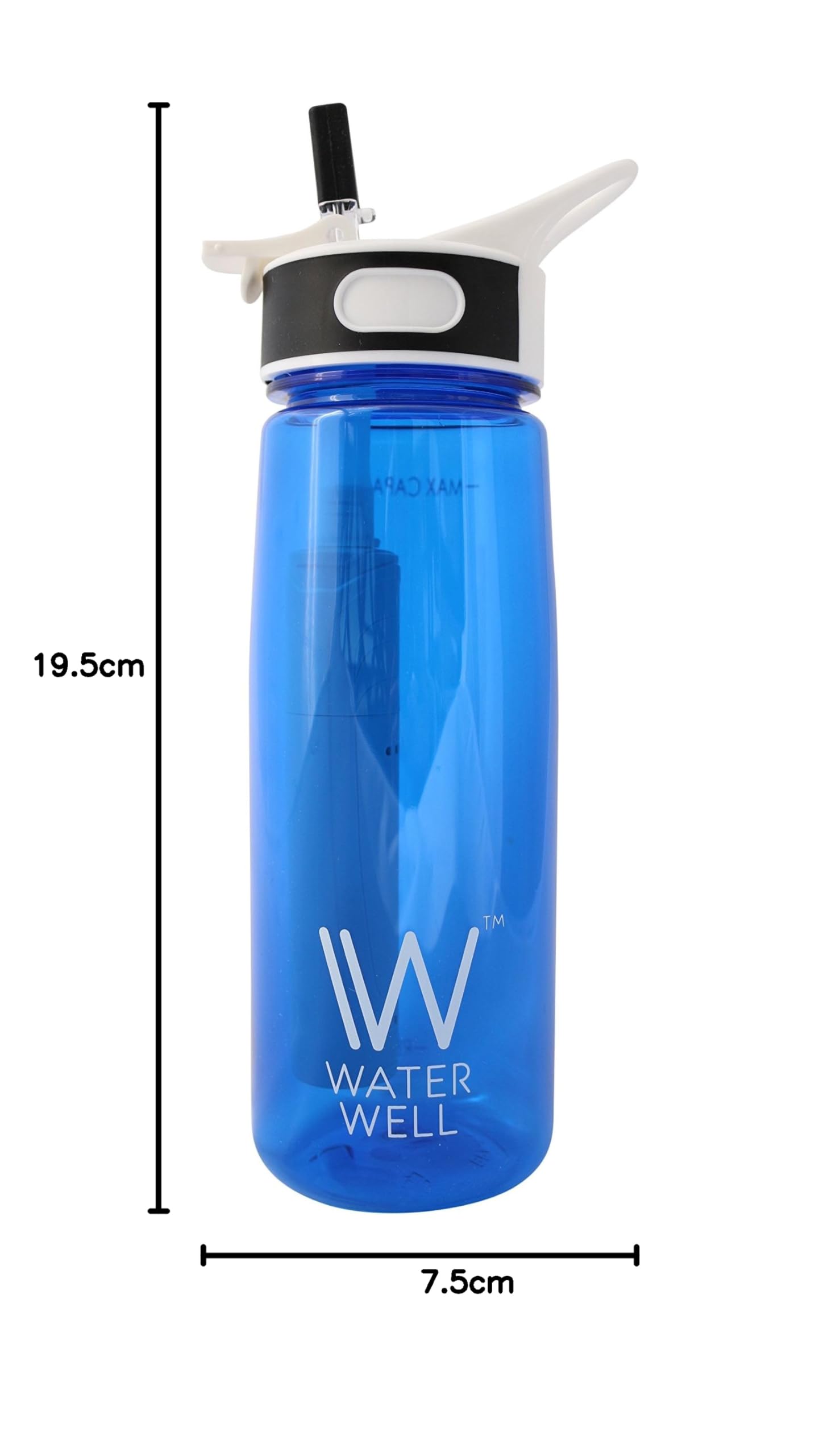 Botella de Agua de Viaje- Purifica el Agua al Eliminar 99.9% de Bacterias y Parásitos del Agua- Flujo aumentado y 100% a prueba de fugas. Botella con tapa higiénica - Filtra 1000 Litros 700ml
