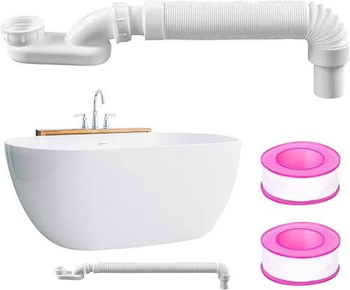 Tubo de drenaje de ducha para bañera, kit de trampa P de perfil bajo de 1 12 pulgadas, tubo de drenaje flexible para bañera, tubo de drenaje