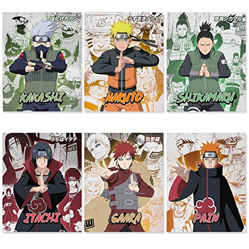 Jumant Anime Posters for Room - 6 Pack Set - UNFRAMED 8"x10" - Anime Room Decor - Naruto Posters - Anime Wall Decor - Itachi Poster - Naruto Room Decor - Anime Wall Art - Naruto Wall Art