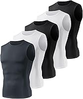 BOOJO 5-Pack Men's Sleeveless Compression Tank Tops - Quick Dry Breathable Gym Base Layer for Workouts & Running
