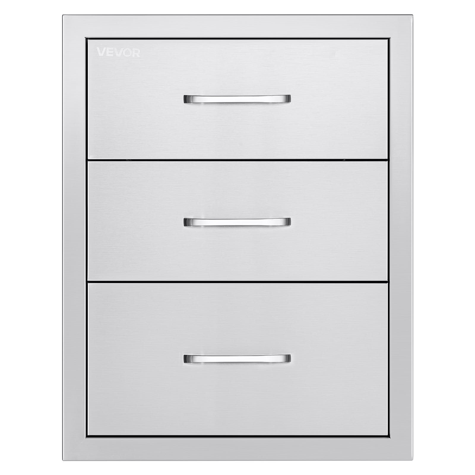 VEVOR Cajones de Cocina para Exterior 46 x 59 x 59 cm, 3 Cajones para Barbacoa de Triple Acceso con Asa de Aleación de Zinc, Cajonera para Cocinas al Aire Libre, Estación de Parrilla para Patio