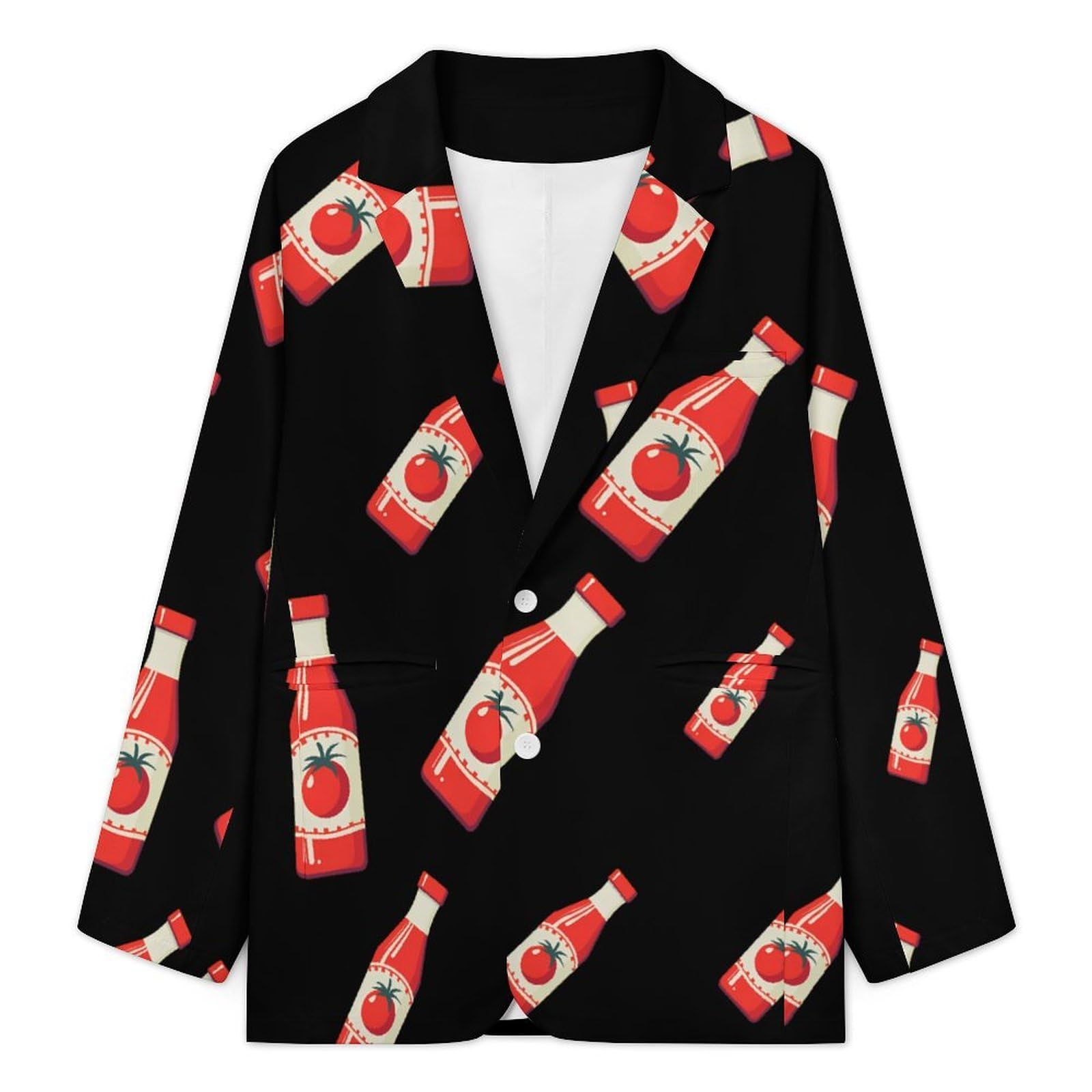 Ketchup, giacca da uomo con bottiglia, giacca casual a 2 bottoni, leggera, per sport, tempo libero