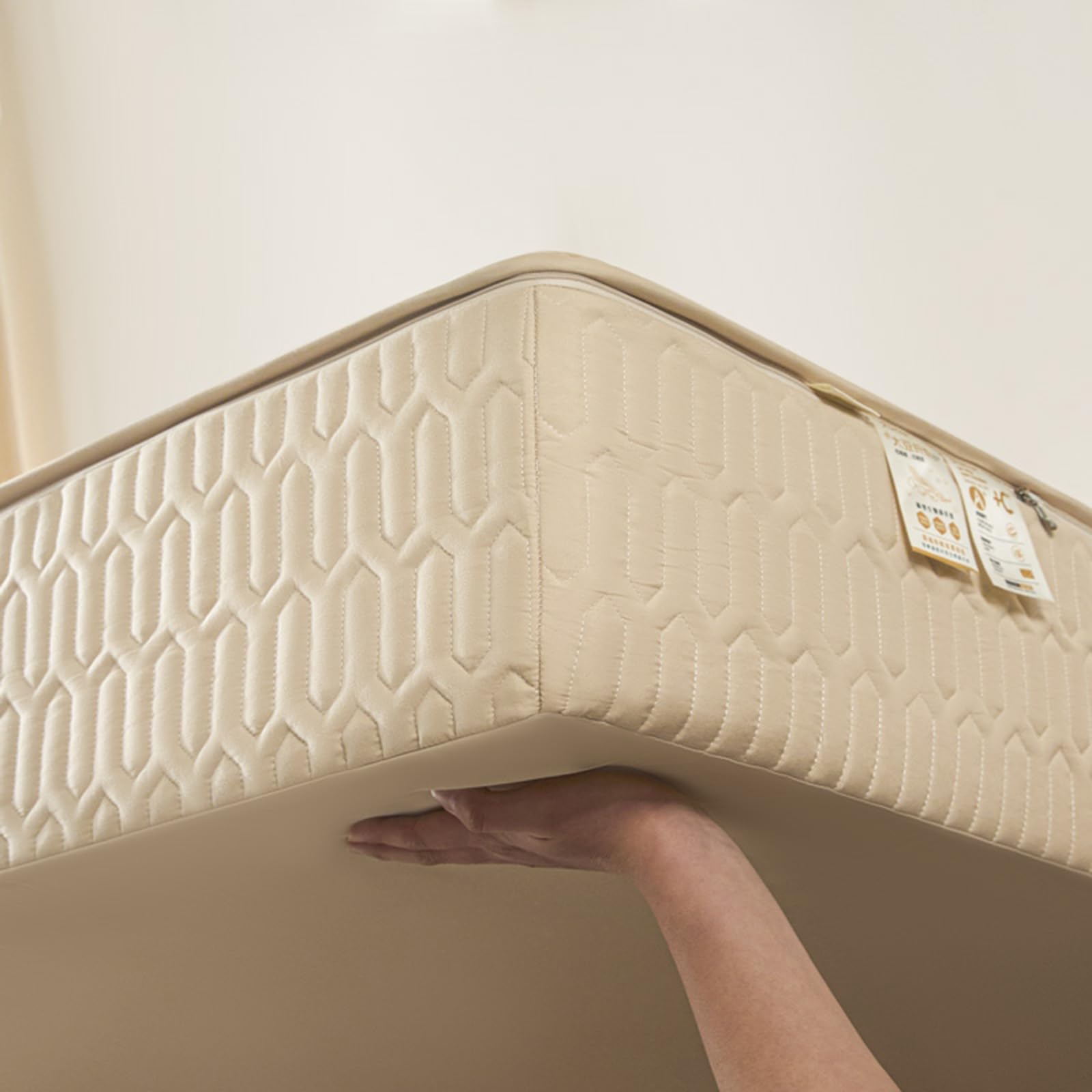 Funda de colchón acolchada personalizable de 160 x 190 cm con cremallera, se adapta a colchones de 5 a 40 cm de altura, protector perfecto para cubrecolchón, sábana suave, ideal para camas tamaño King