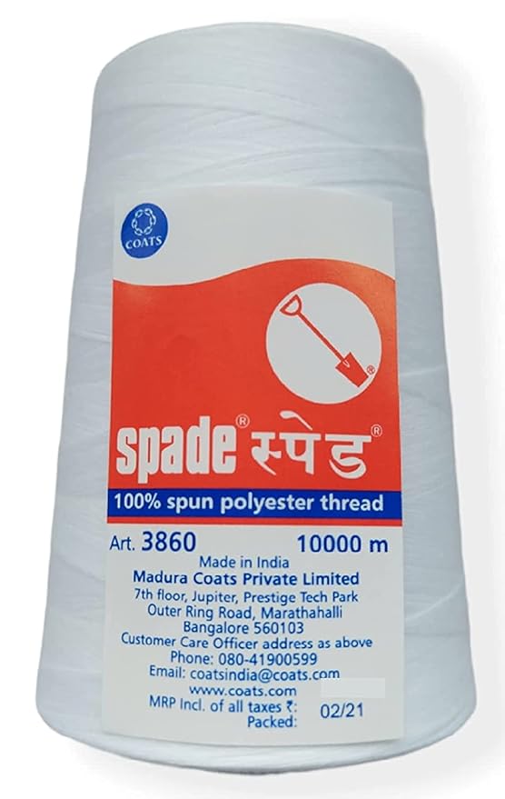 Spade Poly Spun Polyester Sewing Thread / 10000 mtr Roll/ Interlocking