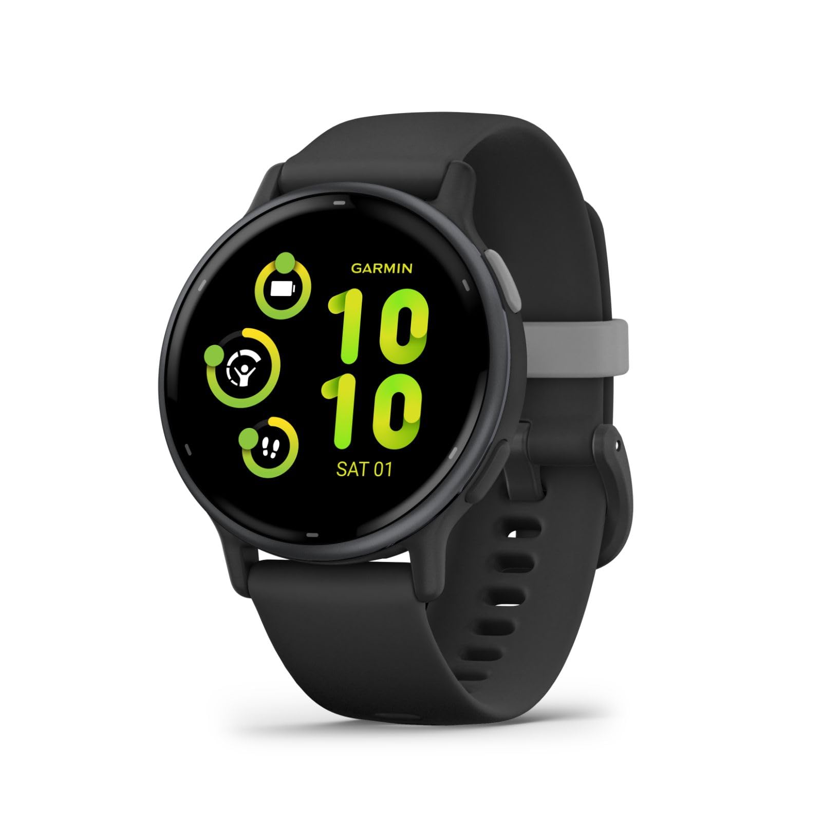 Garmin Vivoactive 5, Health and Fitness GPS Smartwatch, AMOLED Display, Up to 11 Days of Battery |Slate Aluminum Bezel with Black Case and Silicone Ba...