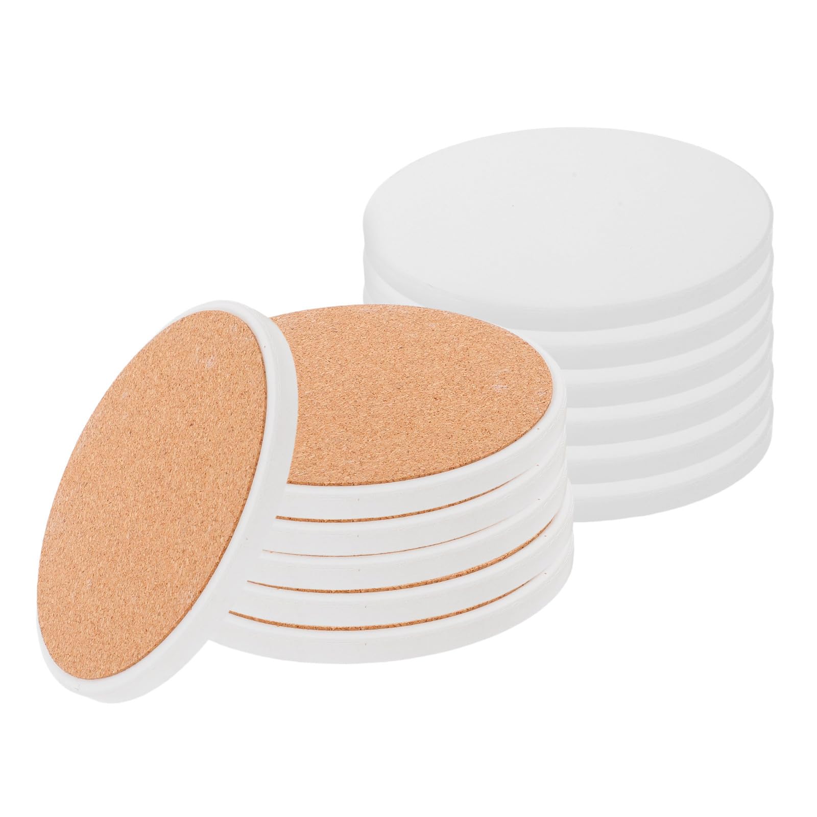 Lot de 12 sous-verres ronds en céramique blanche absorbante pour la table
