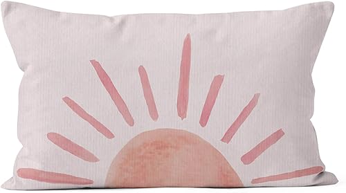 Funda de almohada decorativa abstracta de estilo bohemio para sofá, cama, habitación, decoración bohemia de 12 x 20 pulgadas (rosa)