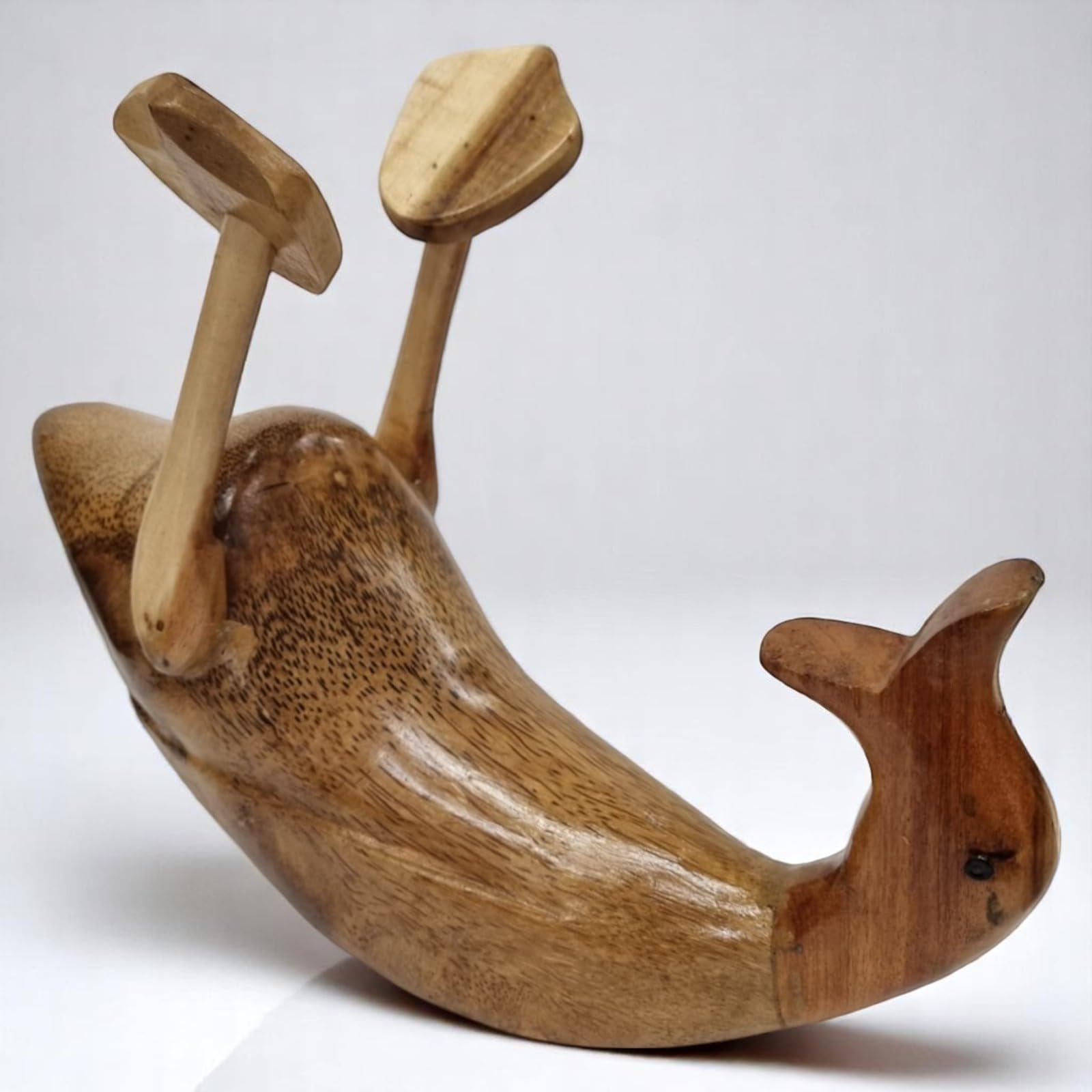 Kinaree Deko Ente aus Holz als Weinhalter – handgefertigte „Saufente“ aus Massivholz & Bambuswurzel – witziges Weinregal Geschenk