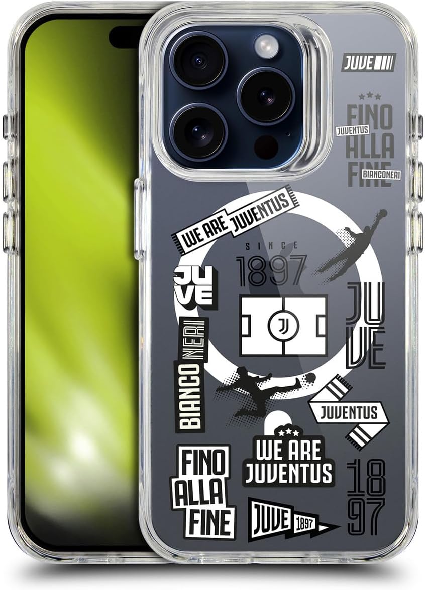 Head Case Designs Officially Licensed Juventus Football Club Icons Logo Icon Shockproof Bumper Case [Military Grade Protection] Compatible with and Compatible with MagSafe Apple iPhone 15 Pro