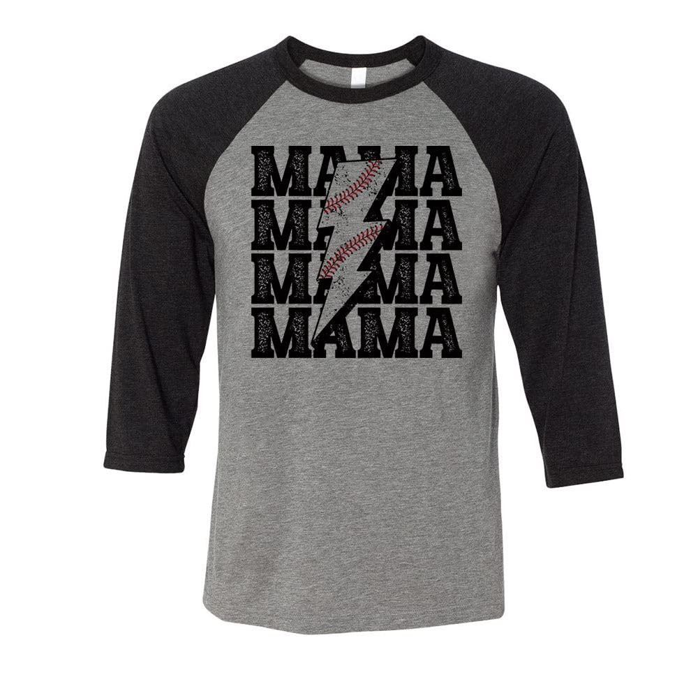TeesAndTankYouLightning Baseball Mama Three-Quarter Raglan Sleeve Baseball Shirt Unisex