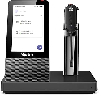 Yealink WH67 Wireless DECT Headset System Teams Certified, Connect to PC/Mac, Office Desk Phone via USB-A or to Cell Phone via Bluetooth, Speakerphone, Single Ear Headset with Microphone,7H Talk Time