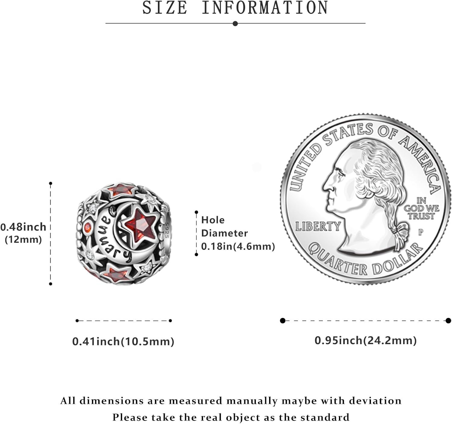 PARCOM Birthstone Charms 925 Sterling Silver for Bracelets, perfect Valentine's Day gift,Bead Charms fit for Pandora Bracelet for Women - Image 6