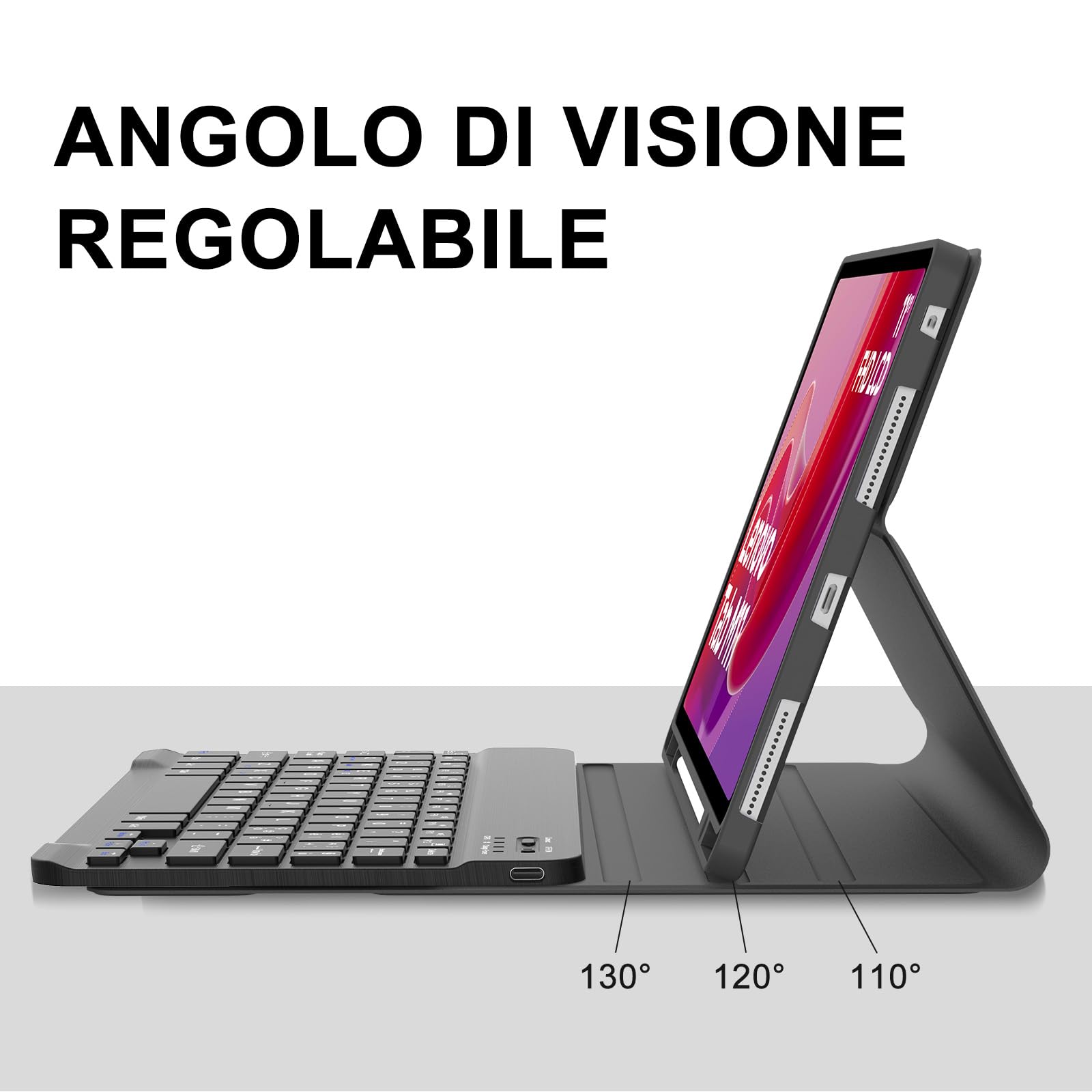 JADEMALL Custodia Tastiera per Lenovo Tab M11 11 Pollici 2024, Italiana QWERTY Tastiera Bluetooth Magnetica Staccabile per Lenovo Tab M11 11" 2024 (TB330FU/330XU), Nero