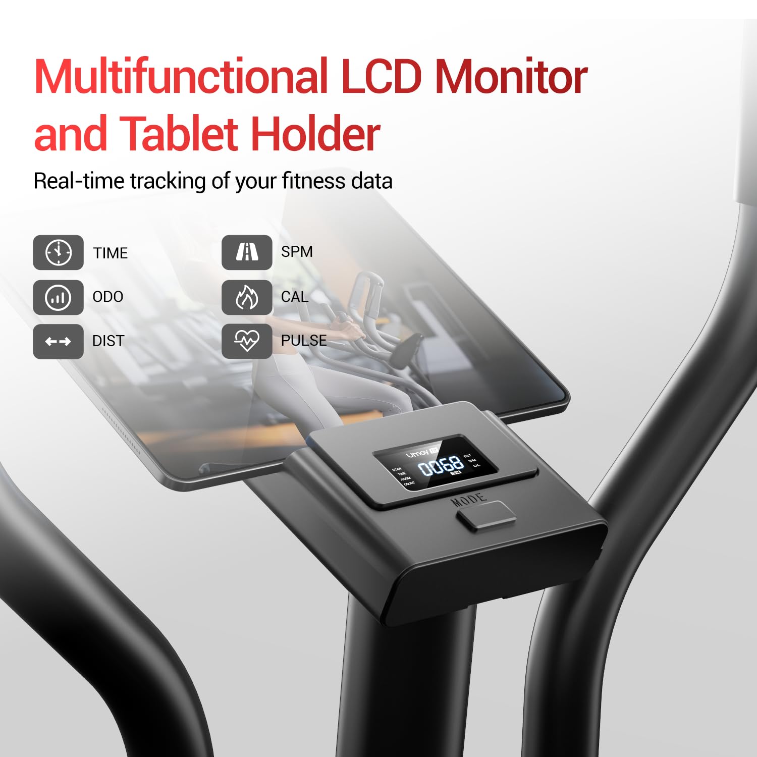 UMAY Crosstrainer für Zuhause, 16 Widerstandsstufen, Leiser Magnetischer Ellipsentrainer, 40cm Schrittlänge, Herzfrequenzgriffe,LCD-Display Cross Trainer, Tragfähigkeit 159kg