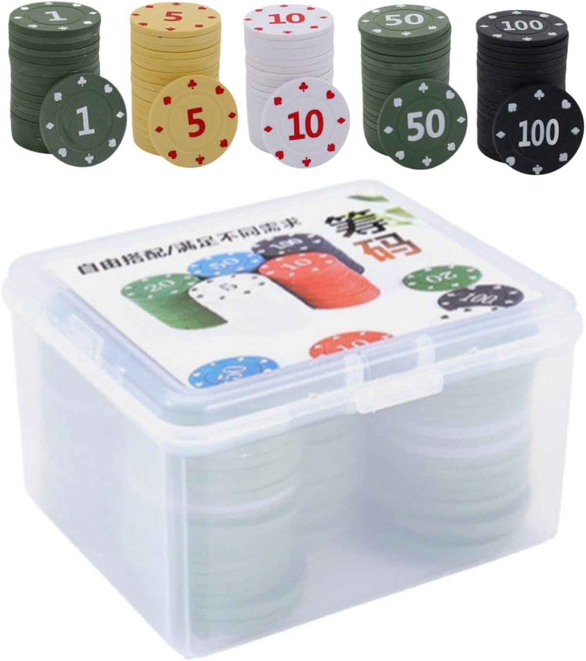 Poker Chip Set Colored Denominations Numbers Case Storage Box | Professional Poker Chips for Home Travel Night Tournaments Parties Holiday Birthday Offices Room Family Gathering Friends