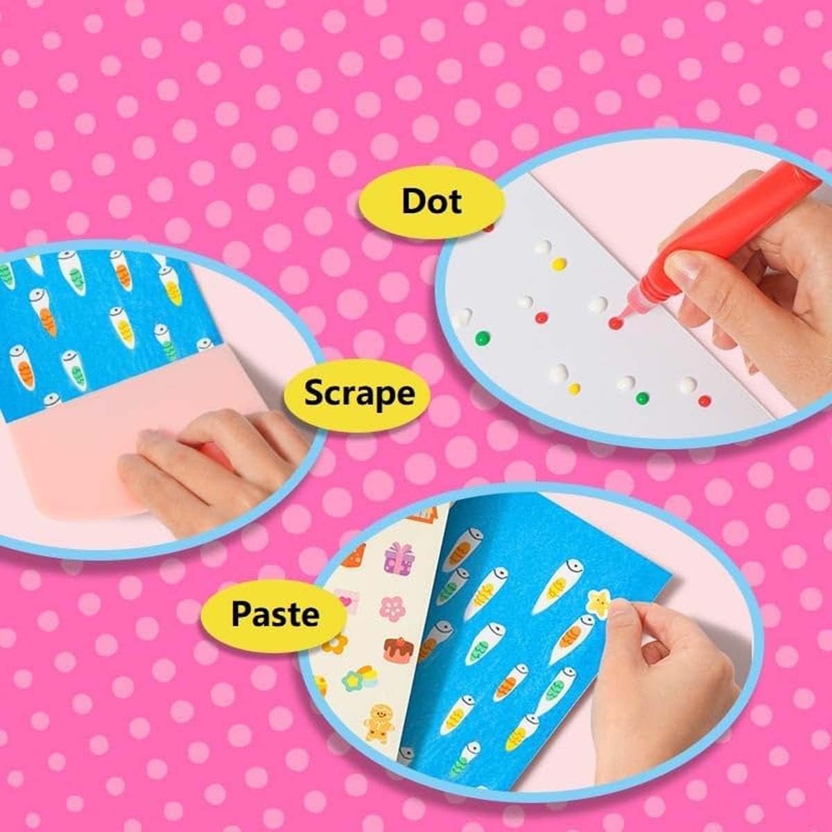 Squeegee Art Kids Paint Kit (One Set-35 Pieces), DIY Rainbow Scratch Art, DIY Christmas Rainbow Scratch Painting, Dot Painting Art Kits for Kids, Squeegee Magic Reveal Craft Kit (2 Sets)