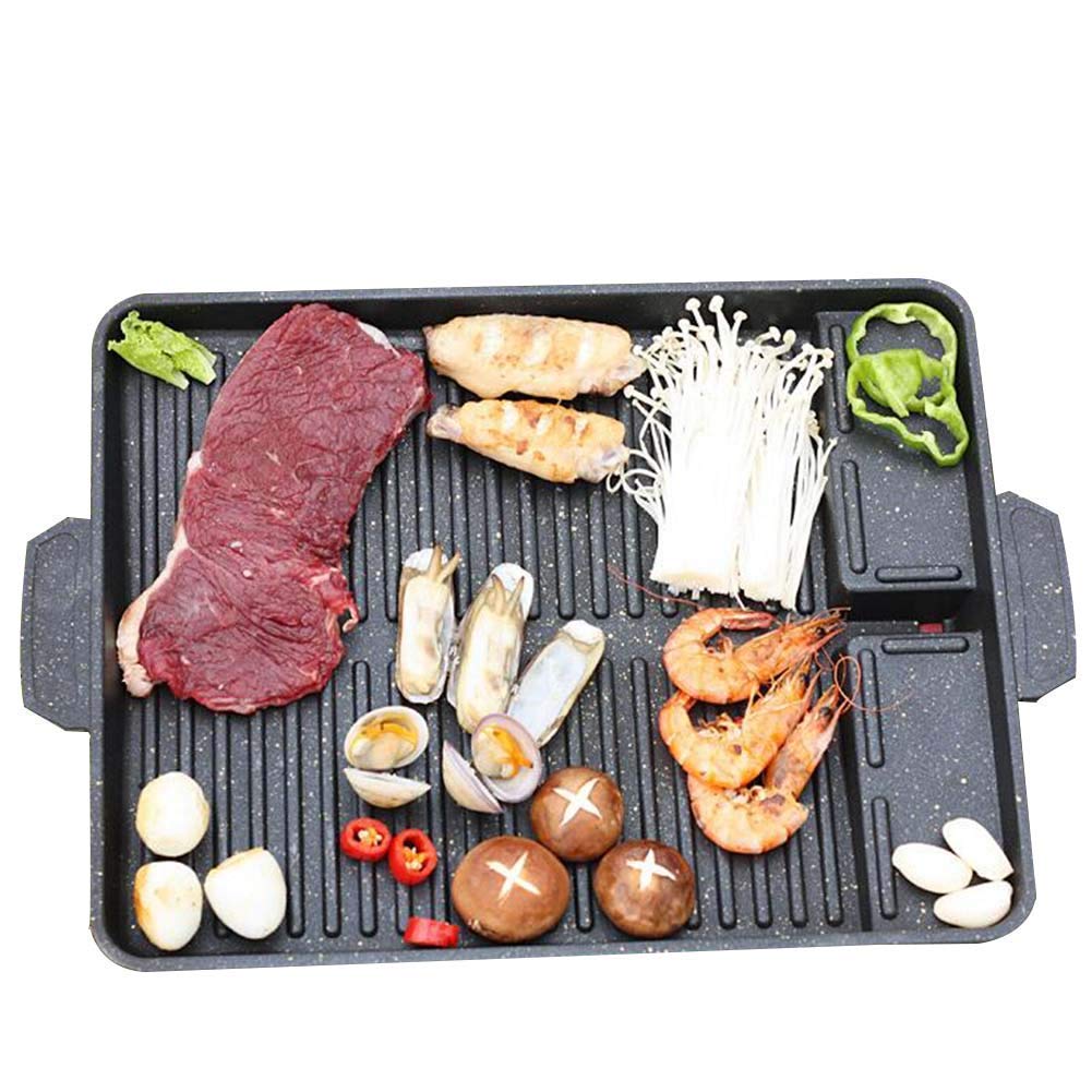 Aluminum Coated Reversible Griddle Pan, Double Sided And Reversible With Non Stick Ridged And Flat Surfaces And Inte. ZHIJIE