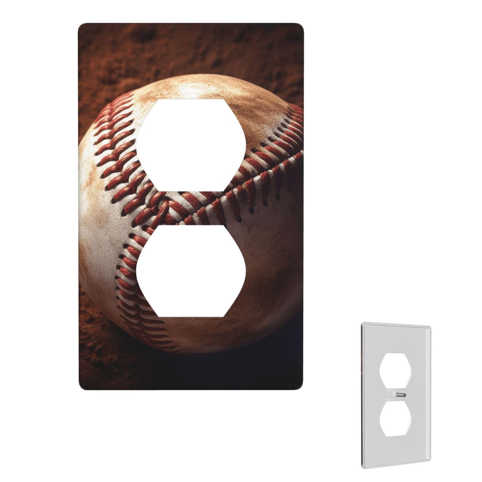 1-Gang Decorator Wall Plate Baseball Light Switch Cover Single Gang Receptacle Wall Plate Standard Size 4.5" x 2.76" Wallplate Unbreakable Polycarbonate Outlet Faceplates Cover