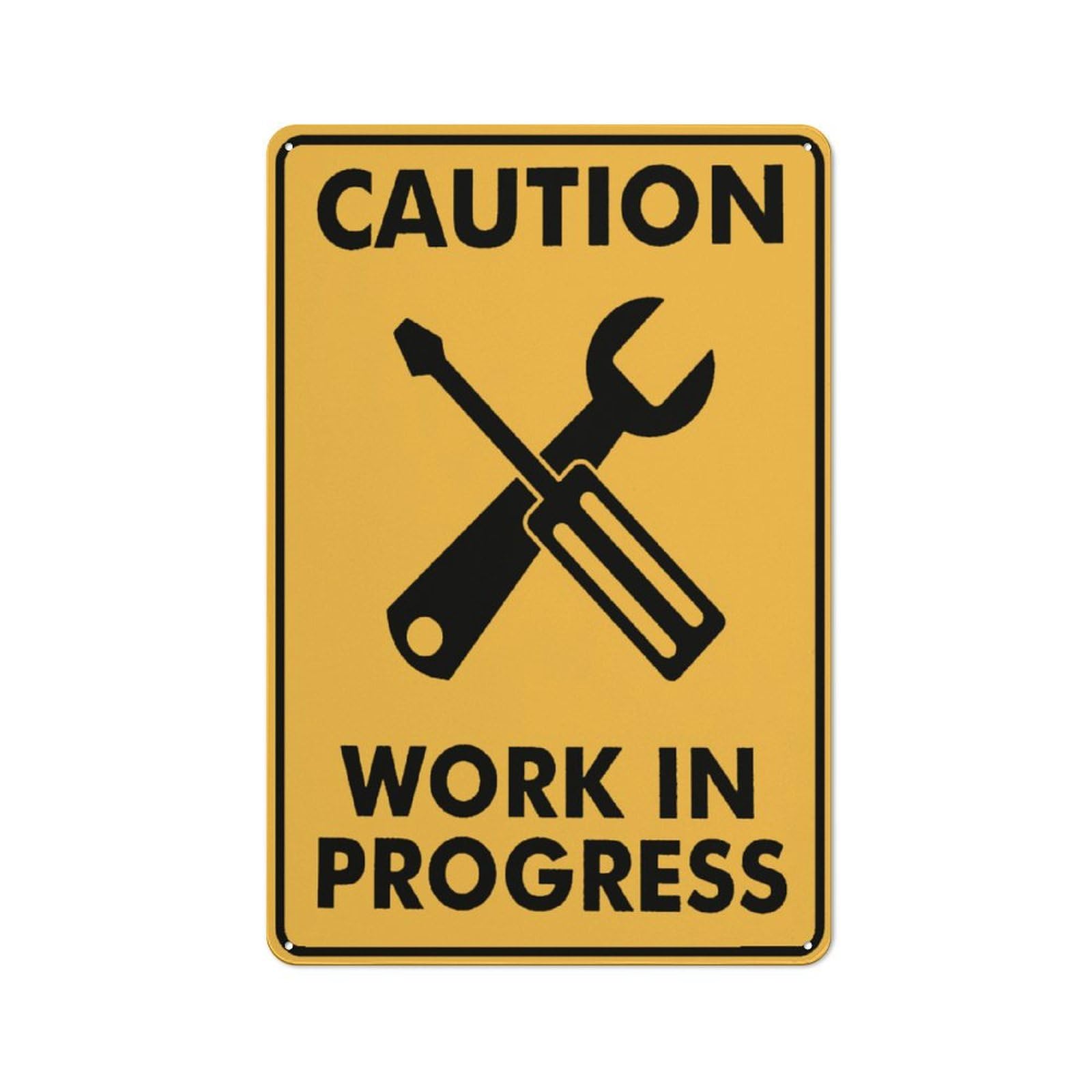 Caution Work In Progress Sign Warning Tin Sign Home Kitchen Farm Garden Garage Wall Decor 12X8Inch