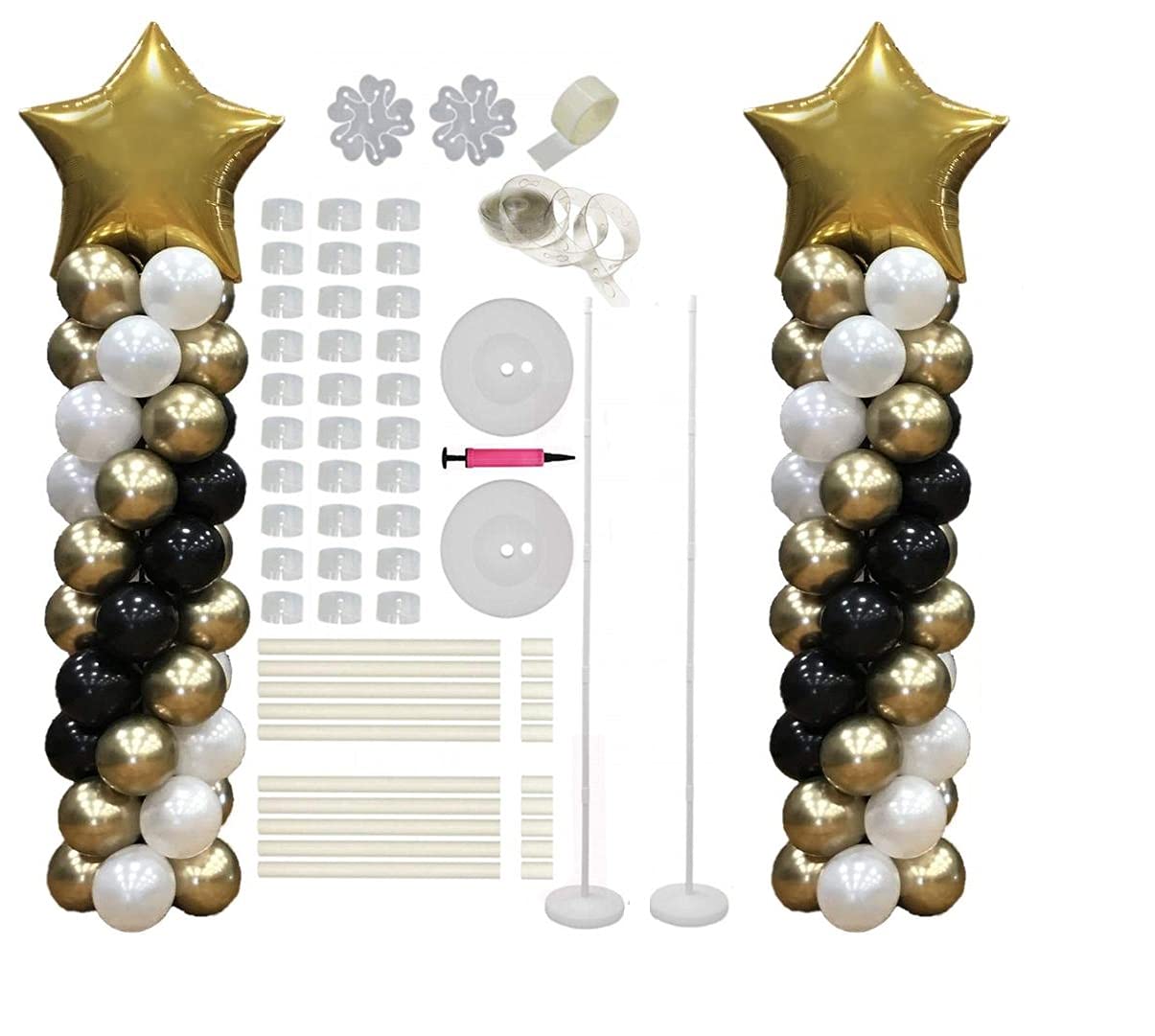 All in One Balloon Stand Tower Set with 2 Balloon Towers,2 Pieces Plum Clip Flower