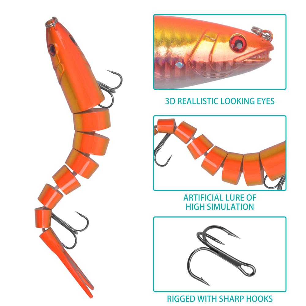 10 pièces/5 pièces leurre articulé Topwater Truite leurres de pêche durs 20g Wobbler 3D Yeux Multi Sections appâts nageurs appâts artificiels brochet leurre