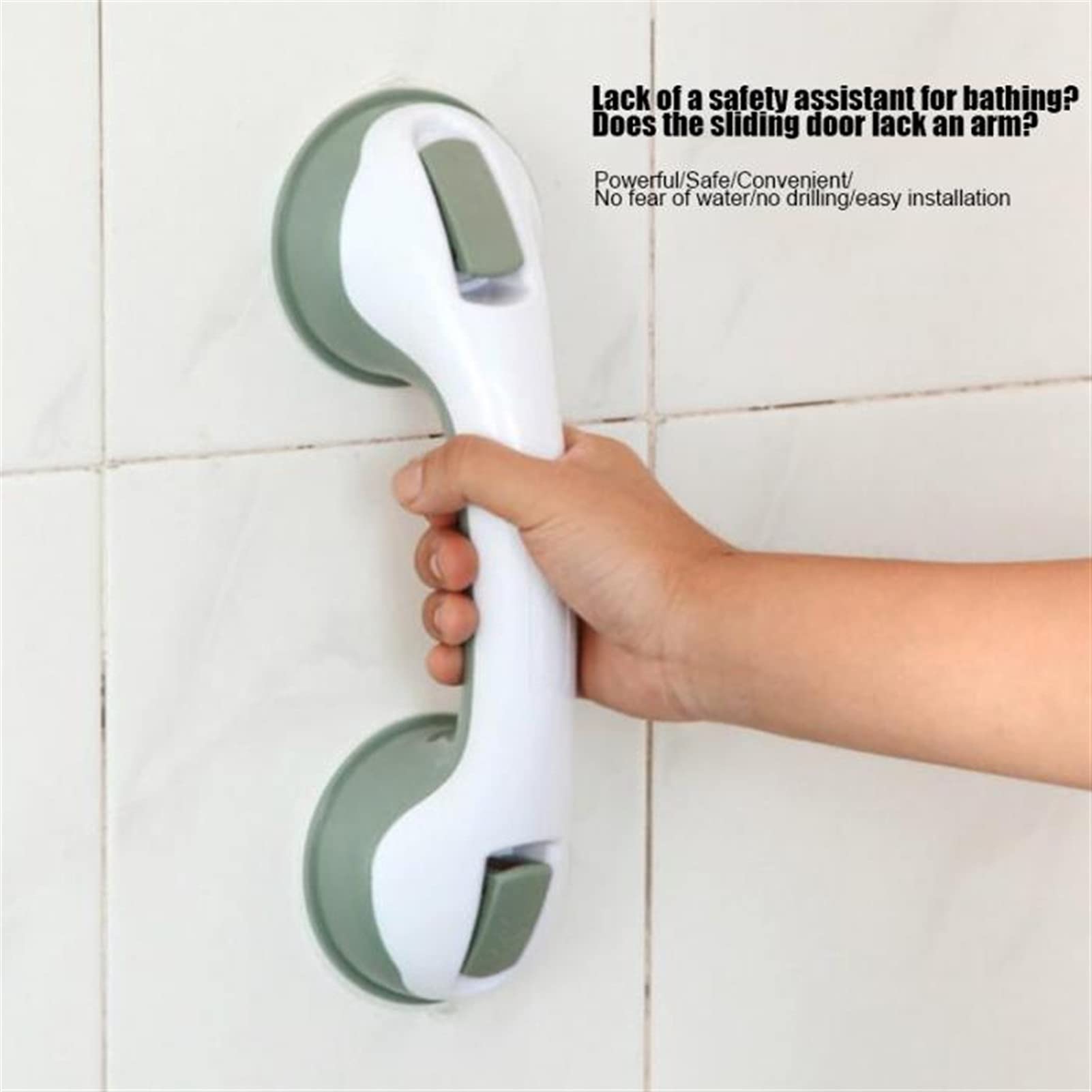 Barras de Agarre para baño, Barra de Agarre Antideslizante con Ventosa para baño Barras de Agarre para Ducha de Seguridad para Ancianos (Color : Black) (Green)