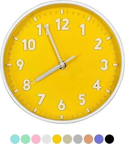 ANDSTAR Reloj de pared redondo de 8 pulgadas con números arábigos 3D, respetuoso con el medio ambiente, silencioso, sin tictac, fácil de leer, para