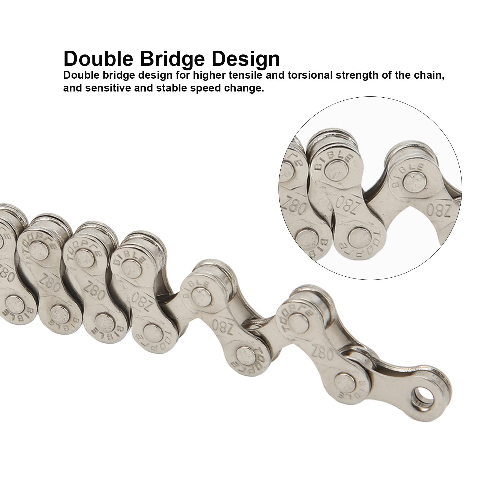 8 Speed Bike Chain, 116 Links Mountain Bike Chain for 6 7 8 18 21 24 Speed Bike - Image 3