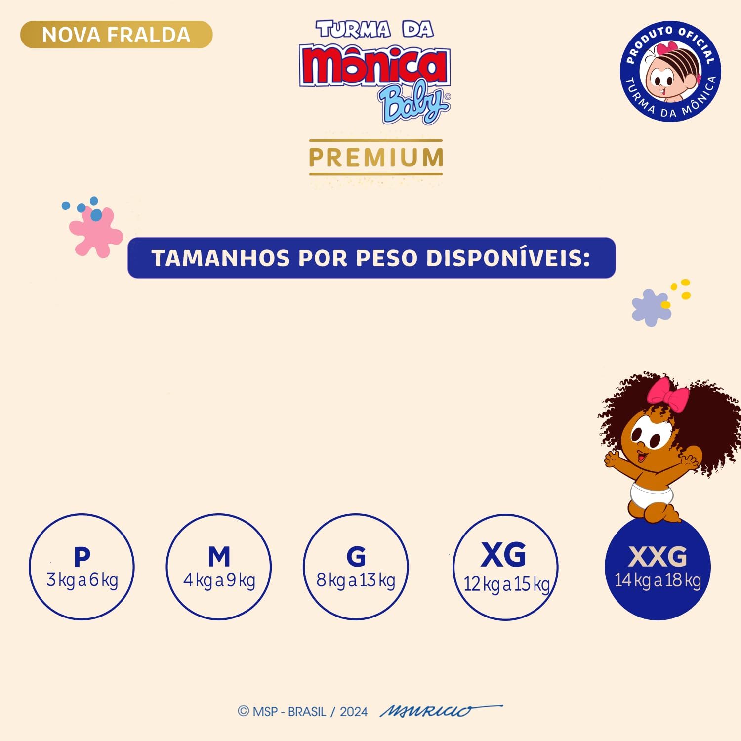 Turma da Mônica Baby Premium Econômica XXG 22 Unidades Turma da Mônica Baby Premium Econômica XXG 22 Unidades