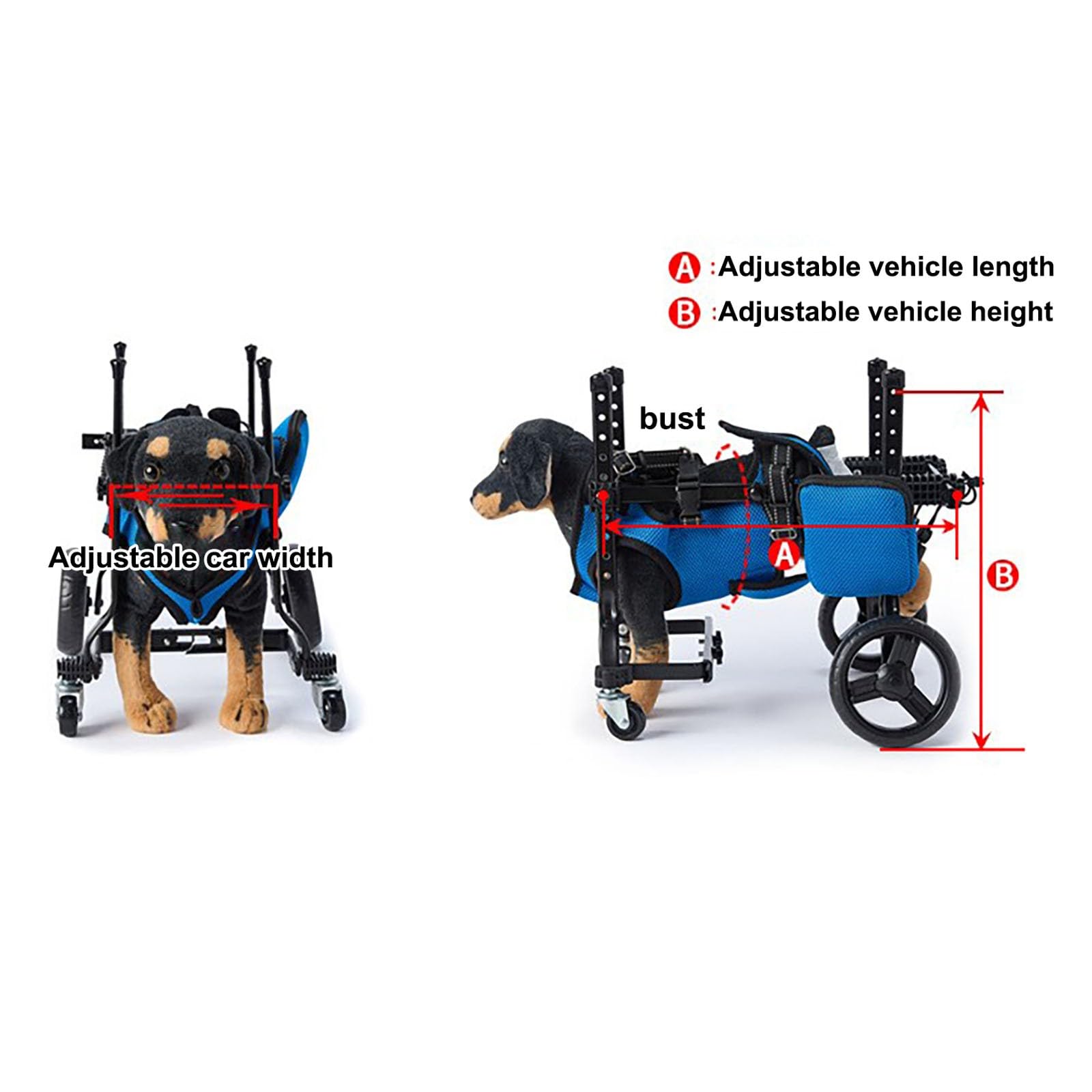 Rollstuhl für behinderte Hinterbeine, verstellbare Katzen-/Hüftbandage, Beinstütze, Wagen, Hunde-Rollstuhl für behinderte Beine, Gehen, Mobilität, leichter Rollstuhl für ältere Verletzte, Lähmungen