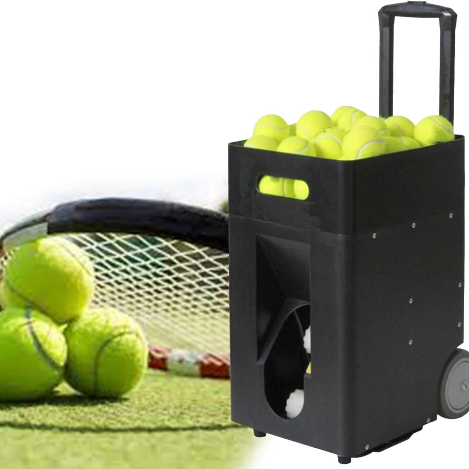 Lanceur de balles de Tennis, Lanceur de balles de Tennis Automatique Portable, pour entraînement/Pratique, télécommande/Application, avec Batterie au Lithium Amovible