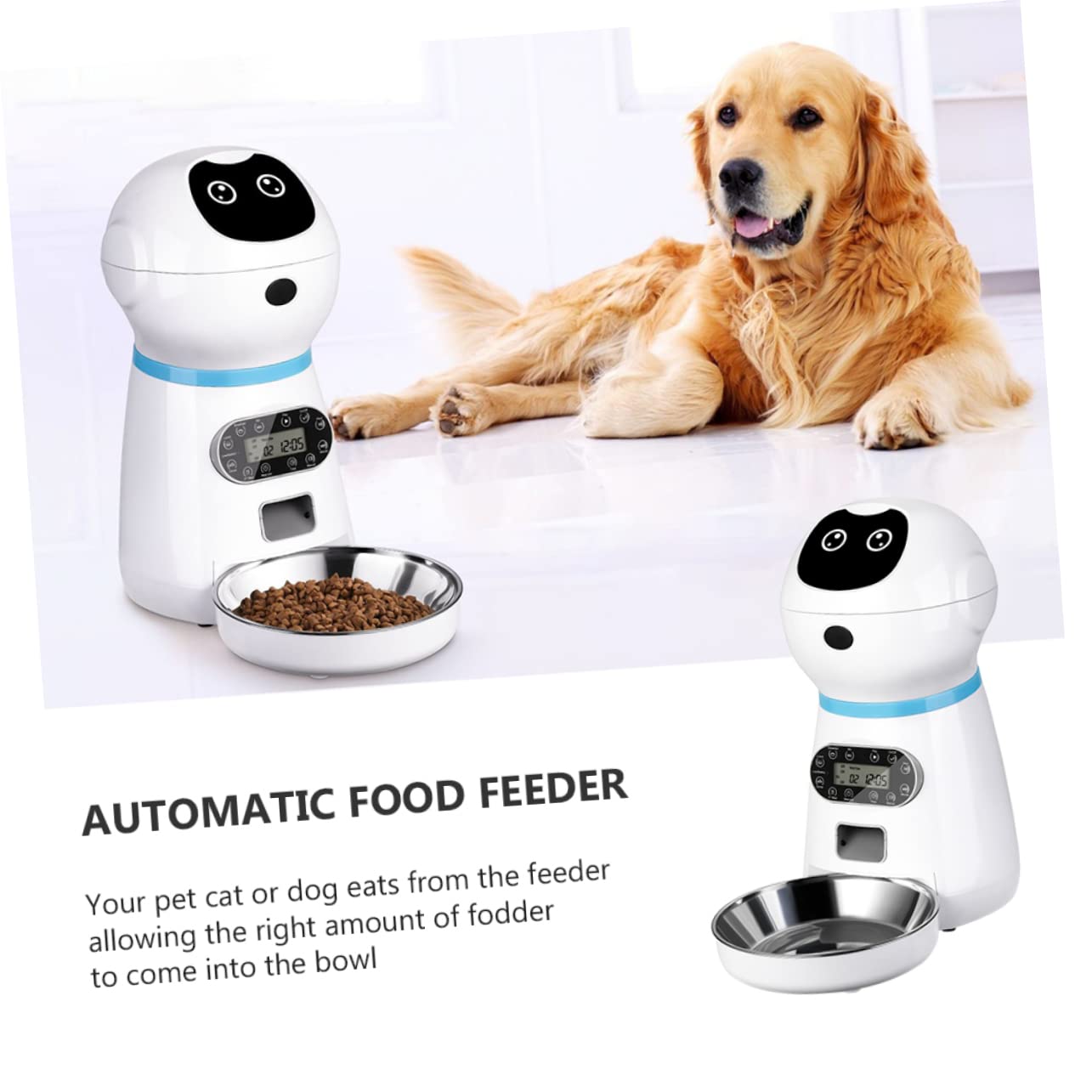 VANZACK Alimentador Automático y Función de Grabación para Mascotas con Capacidad 3.5l Robot Inteligente con Temporizador Digital para Uso en Hogar Personal