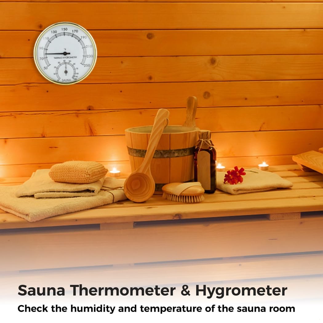 Termómetro higrómetro para sauna, monitor de calor y humedad interior, herramienta de medición de escala 2 en 1 Fahrenheit para salas de sauna