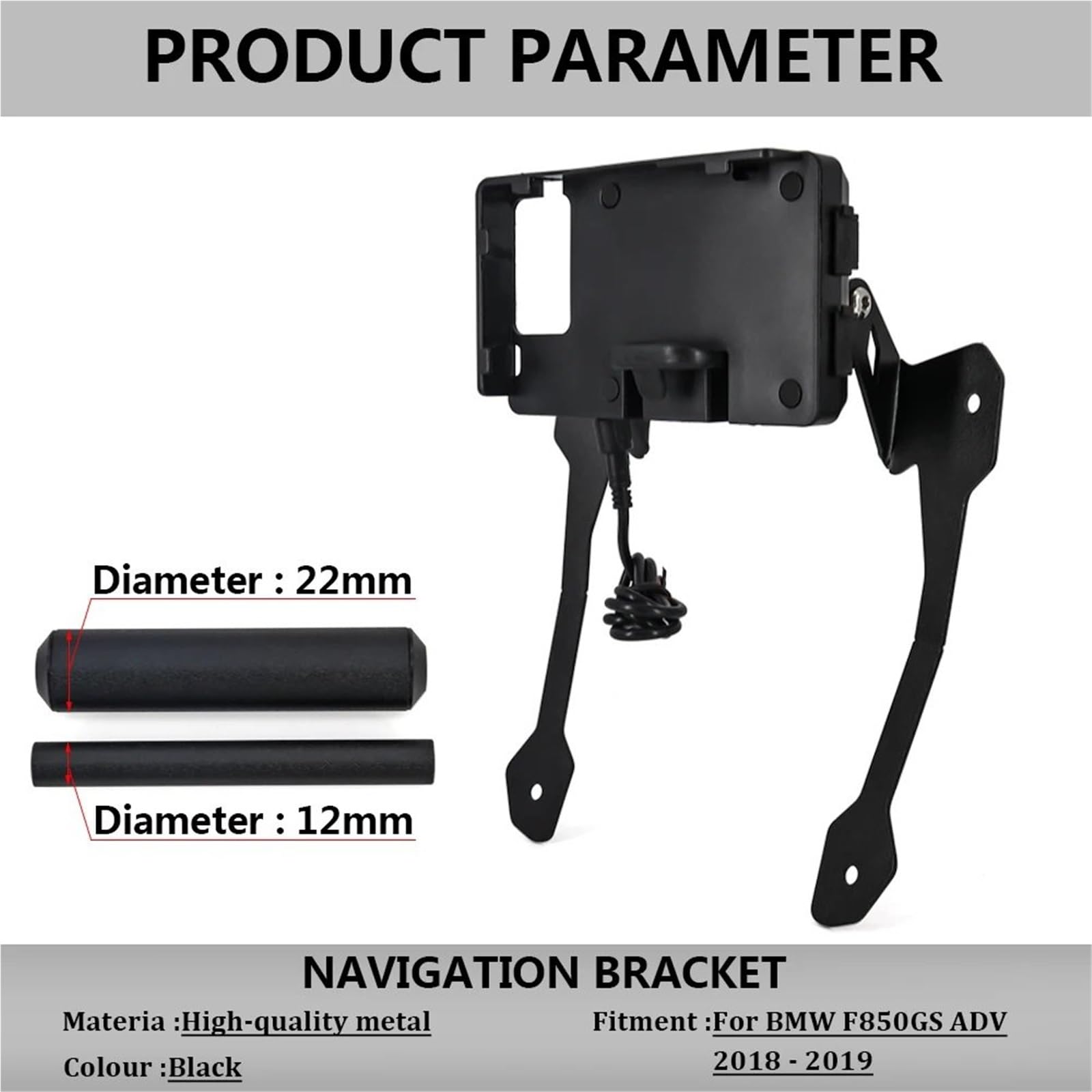Uchwyt do nawigacji GPS Pasuje do BMW F850GS ADV 2018 2019 Akcesoria motocyklowe GPS TELEFON Nawigacja GPS Uchwyt płyty adaptacyjnej(Set)