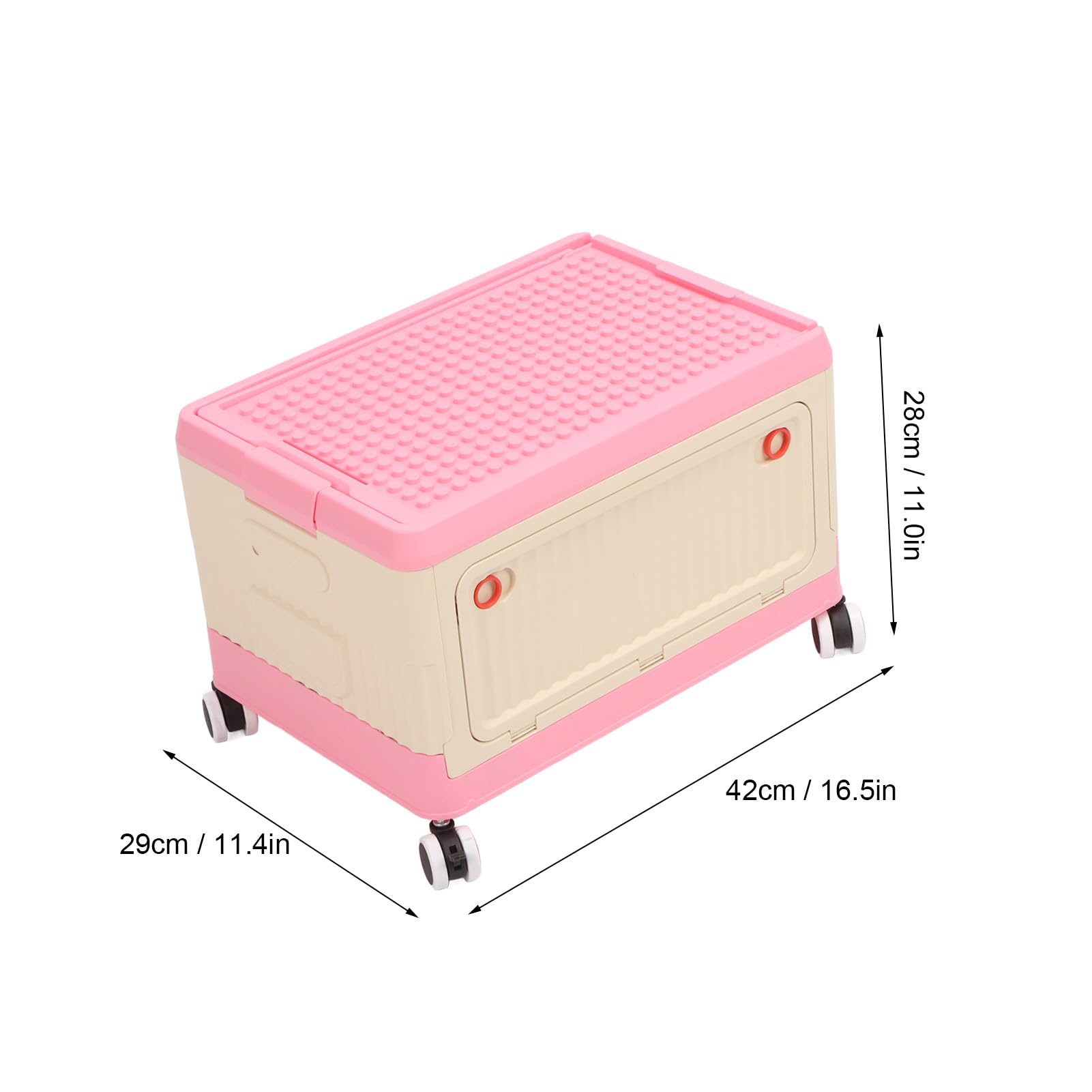 Jiawu Contenedor de Almacenamiento de Juguetes con Ruedas, Organizador de Almacenamiento de Juguetes Plegable, Organizador de Juguetes PP, Ahorro de Espacio para Refrigerios (PINK)