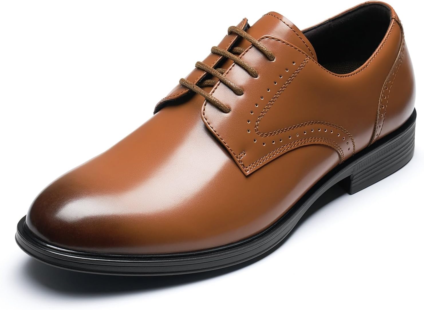 HEEZ Men's Dress Shoes, Classic Oxford Shoes for Men Non Slip, Comfortable Lace Up Plain Toe Derby Shoes for Business Work Formal Wedding Office