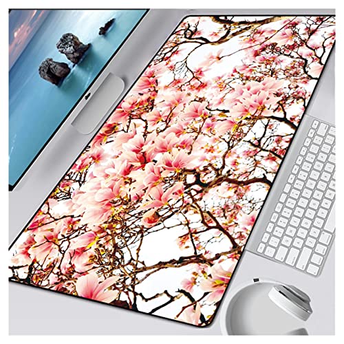 Tapis de souris bureau 900x300 grand format pour setup gaming ordinateur rose