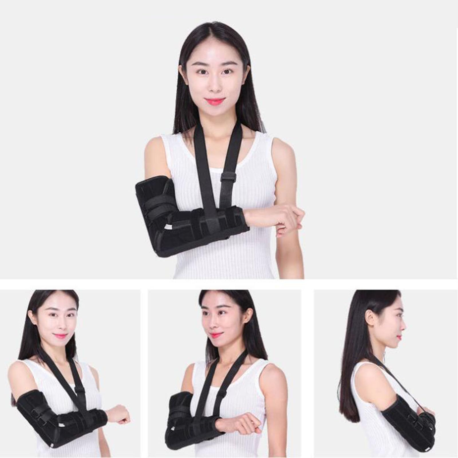 SFKLYU Cabestrillo Brazo para Lesiones Hombro Férula Brazo Largo Posterior Inmovilizador Codo Soporte Antebrazo Derecho Izquierdo Cabestrillo Soporte para Lesiones Hombro, Clavícula y Codo,B,S