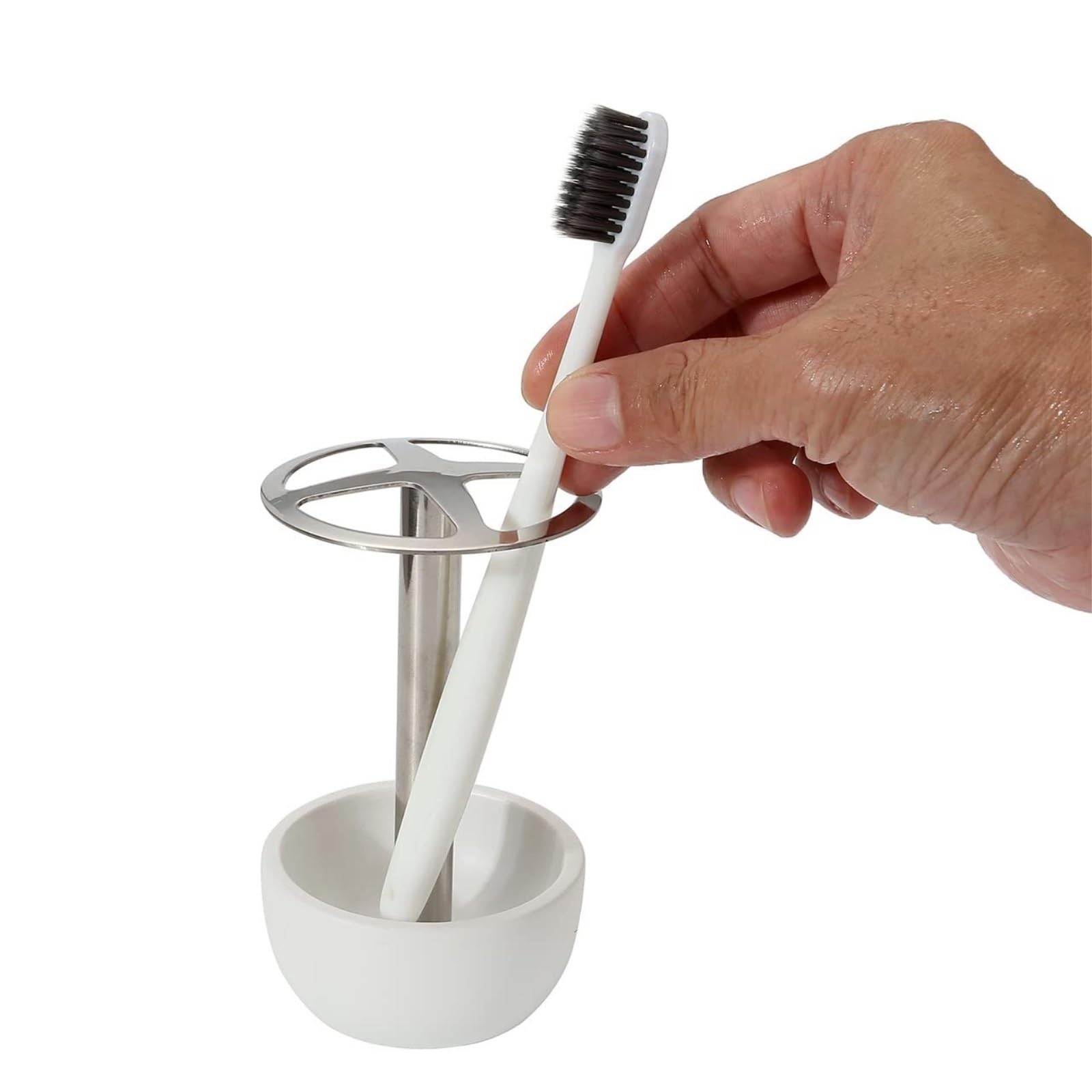 Organizer per Spazzolino da Denti Porta Spazzolino da Denti, Appoggio, in Acciaio Inox, for Organizer Bagno Accessori da Bagno(White)