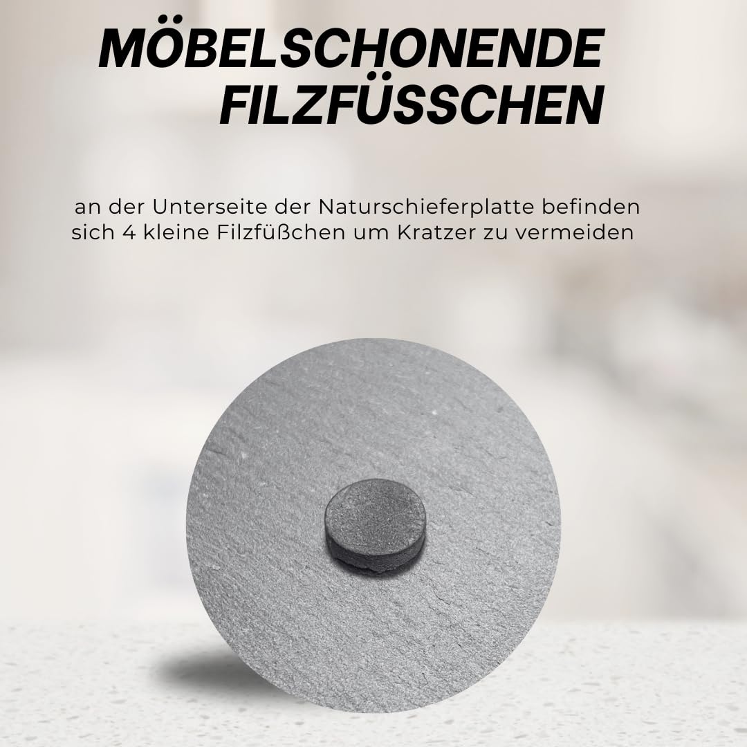 4-er Set Naturschieferplatte rund Ø 38 cm – Hochwertige Schieferplatte für stilvolles Anrichten & Servieren – Robust & elegant
