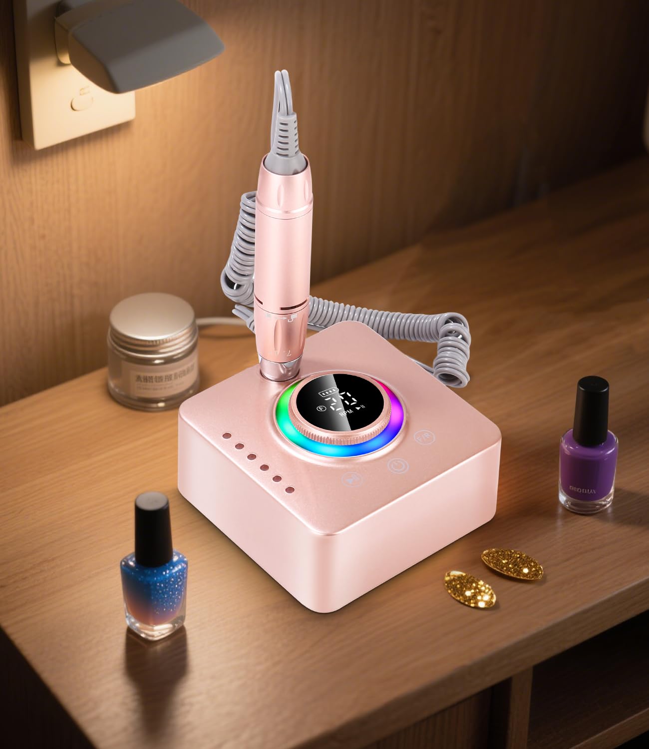 Torno para Uñas, 45,000RPM Profesional Lima Electrica Uñas, Velocidad Ajustable,Set de Accesorios para Manicura y Pedicura con Brocas de Cerámica,para Uso Doméstico Salones de Uñas