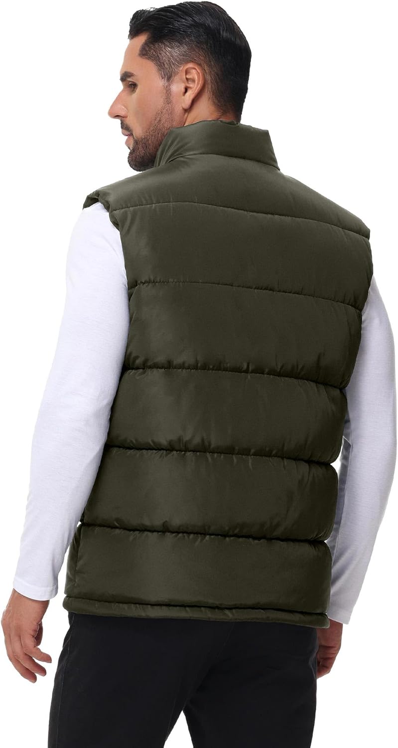 WHN Men's Puffer Vest Outerwear Winter Zipper Quilted Puffy Sleeveless Jacket Outdoor Size M to XXL - Image 2