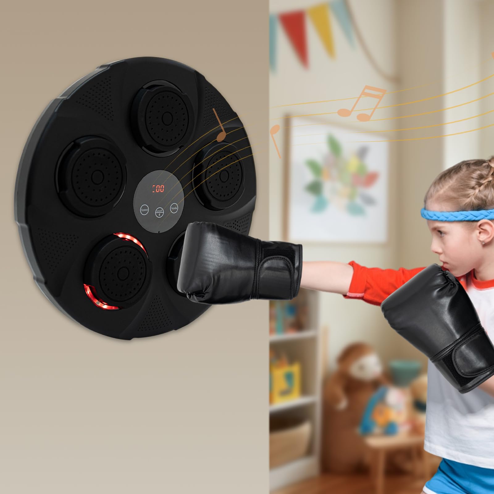 Máquina de boxeo musical, máquina de caja de música Bluetooth, entrenador de pared LED para gimnasio y hogar, máquina electrónica de pared para niños y adultos