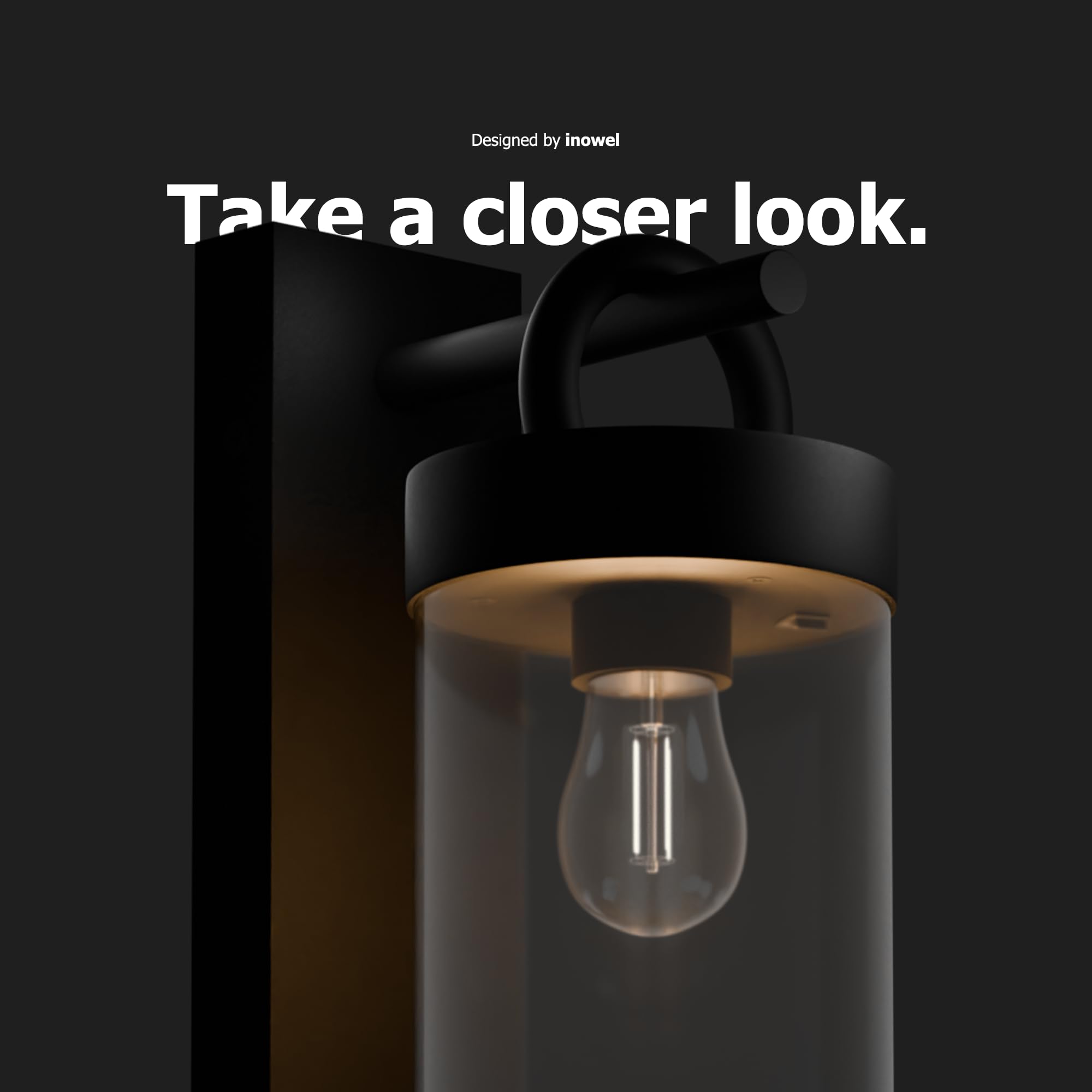 Inowel Wall Light Outdoor Lantern with Dusk to Dawn Sensor E26 Bulb (Not Include) Wall Mount Hang Lamp Wall Sconce Lighting Photocell Lights for Porch Front Door Garden IP44 Waterproof Max 28W