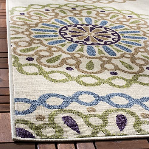 Tapete SAFAVIEH Washable Rug Outdoor 2'7" x 5', Crema y Verde miniatura 4
